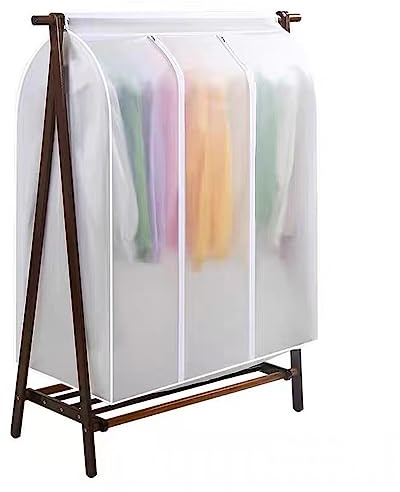 Kleiderhüllen, durchscheinend, staubdicht, zum Aufhängen, wasserdicht, Kleiderstangen-Abdeckung, unten geschlossen, Kleidersäcke für Anzug, Mantel, Kleid, 50 x 120 x 120 cm, weiß