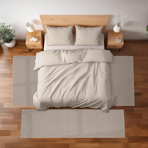 Carpetsale24 Bettumrandung Schlafzimmer Teppich Läufer Set 3 teilig, Cut-Loop Optik, Einfarbig Braun Meliert, Küchen Läufer Deko Teppich Grösse: 2 St. 80x150 cm | 1 St. 80x250 cm