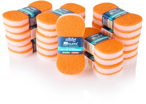 Minky Brites, 24 Pack, Non-Scratch, Anti-Bacterial and Anti-Grease Washing Up Sponge, Cleaning Products, Kitchen Sponge, Scourers, Orange