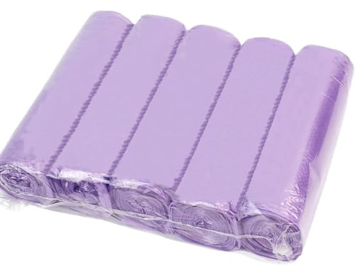 Bolsas de basura pequeñas, 5 litros, 100 unidades, bolsas de basura coloridas para oficina, cocina, baño (17,71 x 19,68) (morado)