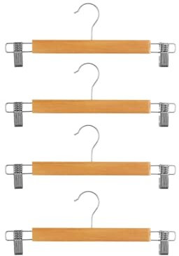 Wintem Lot de 4 cintres pour Pantalon en Bois résistant avec Pinces latérales Confortables en métal antidérapantes - idéales pour Garder Vos Chambres en Ordre et Ranger Vos vêtements dans l'armoire