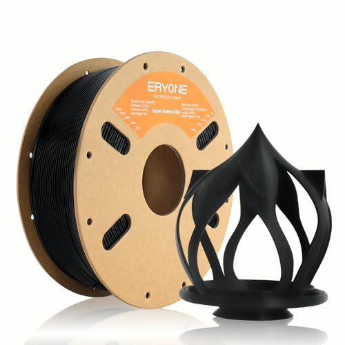 ERYONE ASA Filament 1.75mm +/- 0.03mm, High Speed 3D Printing Material 30-200mm/s, 1kg (2.2LBS)/Spool, Black