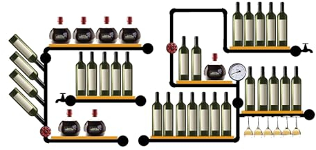 JOSIAHCQ Weinregal Wand mit Weinglashalter Flaschenregal Schmal Wine Rack Bar Regal Wand Weinschrank Hausbar Barschrank Getränke Regal Mini Bar für Esszimmer Home Bar Küche Bartheke Wohnzimmer