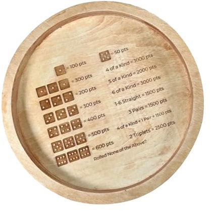 YCHUCH Plateau Jeu en Bois Farkle Plateau Roulant en Bois Petits Points Amusants Plateau Jeu Parfait pour Les Réunions Sociales Pratique À Utiliser