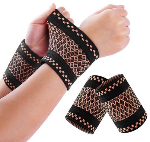 AOOWU Handgelenk Bandagen, 2 Stück Atmungsaktivem Wrist Wrap Handgelenkbandage, Handgelenkstütze Bandage, Fitness für Sport,Gymnastik,Krafttraining,Sportschutz(S)