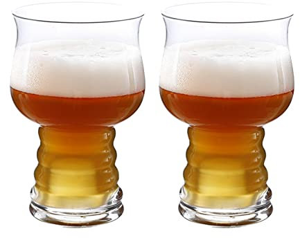 JIYTG Vasos de cerveza artesanales de 17 onzas, juego de vasos de cerveza, vasos de cerveza, cristalería de bar, vasos de cerveza, vasos de cerveza para hombres, juego de 2 jarras de cerveza