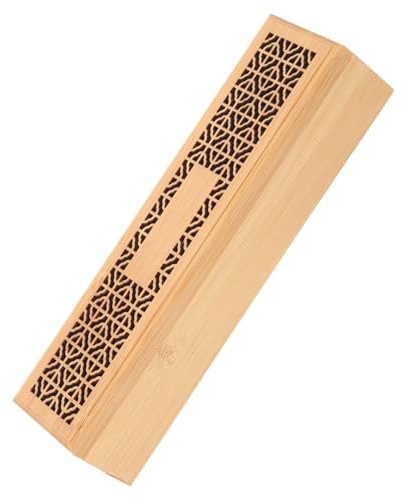 Alipis Caja de Incienso de Bambú Diseño Hueco Tallado y Líneas Suaves, Doble Capa para Almacenar Especias y Decoración en Hogar y Patio Exterior