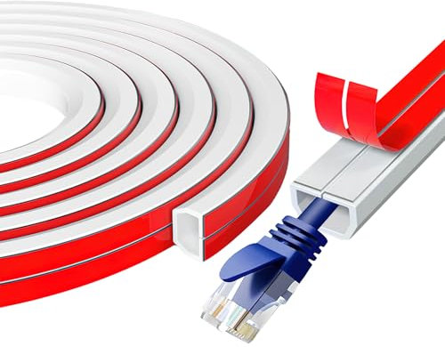 White Cable Trunking, Self-Adhesive Trunking for Electric Cables Flexible Cable Cover Duct to Hide Wire on Wall Floor, 14 × 10 mm Cable Management Trunking for Home Office Cables Tidy(Trapezoidal)