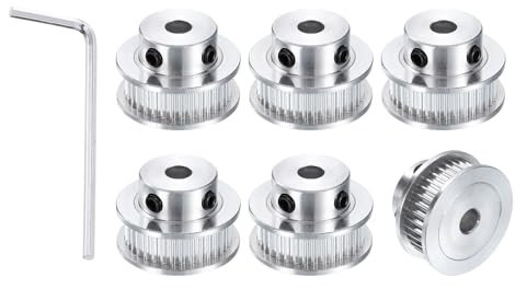sourcing map GT-2 36T Riemenscheibe, Synchronrad, 5 mm Bohrung, Aluminium-Zahnriemenscheibe, 36 Zähne, passend für Breite 6 mm, Zahnriemen für 3D-Drucker, CNC-Maschine (mit Schraubenschlüssel), 6