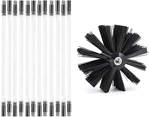 HANFEN Kit Brosse De Cheminée, Outil Nettoyage pour Cheminées Brosse Kit De Ramonage Ccontient 6 (61cm Tiges Flexibles Et 1 (100mm) Tête De Kit De Ramonage du Poêle À Granulés(12 Rods,410mm)