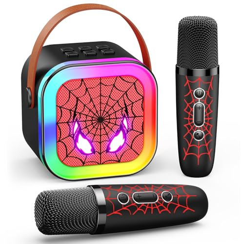 Braxel Karaoke per Bambini con 2 Microfono Wireless Karaoke, Regalo Bambina 3-12 Anni Spider Giocattoli Bambino 4-12 Anni Maschio Giochi Bambina 3-12 Anni Canta tu Microfono Bambini