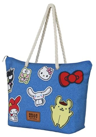 Karactermania Sanrio Hello Kitty Stickers-Borsa da Spiaggia Soleil, Blu, 52 x 37 cm