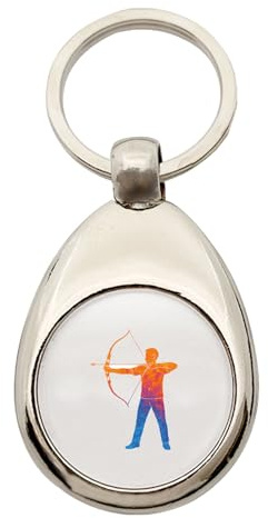 Huuraa Schlüsselanhänger Bogenschießen bunte Silhouette Geschenk | Einkaufswagenchip Geschenkidee Motiv Anhänger für Frauen und Männer