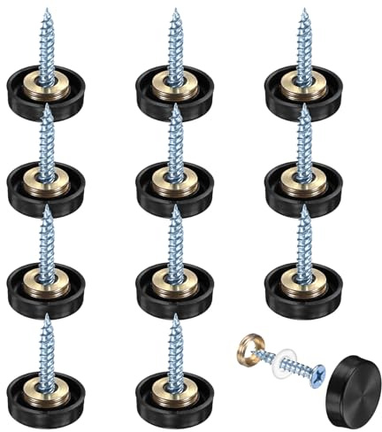 M METERXITY 12-Pack Screw Covers Caps, 0.63 Dia Stainless Steel Brushed Mirror Decorative Screws Cap Nails Fasteners for Sign Advertising Hardware/Bathroom Upholstery Head Covers [Black]