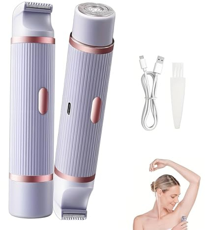 Afeitadora 2025 para mujer, afeitadora corporal 2 en 1, removedor de pelo recargable de doble cabeza, IPX7, impermeable, recortadora de pelo húmedo y seco para bikini, axilas, piernas, brazos, cuerpo