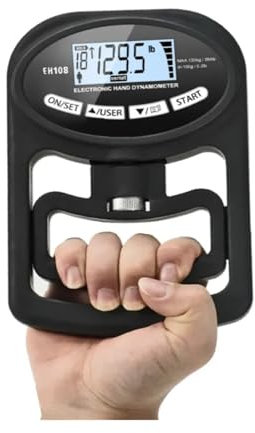 Misuratore di forza di presa, dinamometro digitale da 265 libbre/120 kg con schermo LCD for allenamento di potenza sportivo Preciso ed efficiente