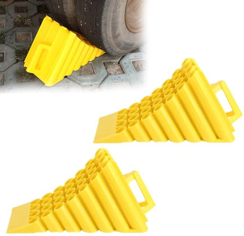 Cales de Roue Antidérapantes, Triangles de Cale Roue Voiture avec Poignée, for Voitures, Camionnettes et Camions (49 X 20 X 23cm)