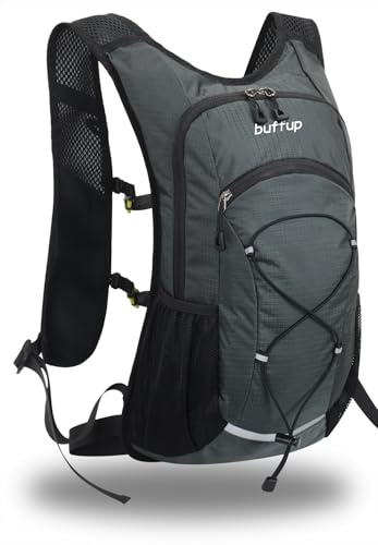 buffup® Zaino leggero da escursionismo da 15L, zaino piccolo per bicicletta, zaino per l’idratazione, adatto per speedhiking, MTB, sci e sport all’aperto. (Grigio)