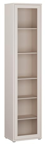 Forte Alice Springs Vitrinenschrank 50, modern-minimalistisch, 5 Einlegeböden, 1-türig, Wohnzimmer/Schlafzimmer, Holzwerkstoff, Kaschmir Beige, 49,8 cm breit x 214,3 cm hoch x 34,9 cm tief