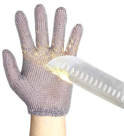 RETON-PPE Gants anti-coupures en acier inoxydable avec dragonne à ressort Convient pour les bouchers et les cuisiniers Gants de sécurité pour la cuisine et la transformation des aliments (XS)