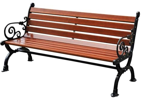 YUNHEST Silla de Madera anticorrosiva con Respaldo for Exteriores, Cuadrada, de Madera Maciza, Larga, de Aluminio Fundido, Color Nogal, 59,06 Pulgadas