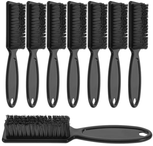 FONDOTIN 8pcs Black Handle Neck Haircut Brush Hair Clipper Cleaner Fade Brush Barber Beard Trimmer Tool for Professional Hairdressing and Face Cleaning