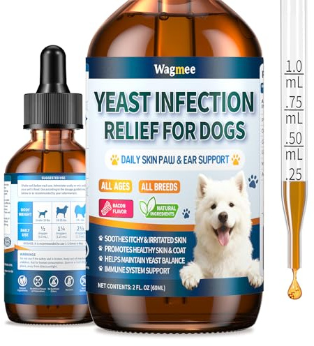 Natural Yeast Relief for Dogs, Supports Itch & Allergy Relief, Eases Ear Paw Discomfort for Dog, Supports Immune System Yeast Inflammation – 60ml Bacon Flavor