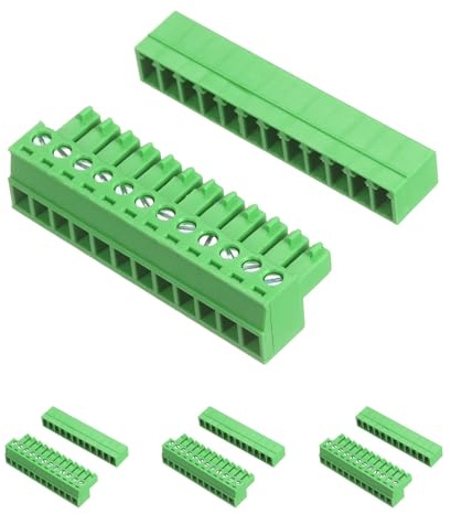 sourcing map Set di 4 connettori a morsettiera a vite a 12 pin, passo 3,81 mm, montaggio su PCB, spina Phoenix ad angolo retto per elettronica fai da te moduli di alimentazione audio 26-16AWG