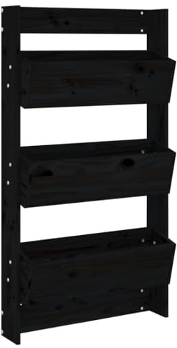 Generico Fioriera a Muro 3Ripiani Nera 60x18,5x110cm Legno Massello Pino,Casa e Giardino,Prato e Giardino,Giardinaggio,Vasi e fioriere,Nero,9.45 kg,825118
