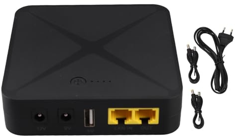 Mini UPS Gruppo di Continuità con Batteria di Backup da 8800mAh, Porta 5V 9V 12V DC e 48V POE, Uscita USB per Router di Rete, Modem e Telecamere di Sicurezza