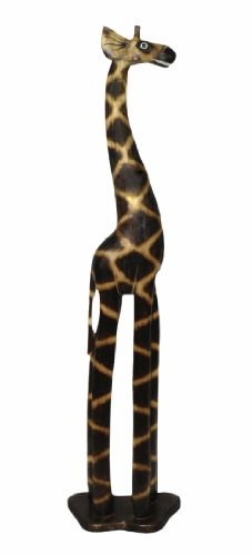 Woru Holz Giraffe stehend – Deko Giraffenfigur aus Holz in 20–180 cm – Handgefertigte Tierfigur im Boho & Ethno Stil – Große Dekofigur für Wohnzimmer, Flur & Eingangsbereich, Grösse:ca. 80 cm