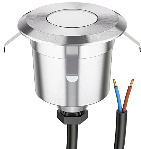 ledscom.de Lampada da incasso a pavimento a LED AGENA per esterni, IP65, acciaio inox, rotonda, Ø 60 mm, bianco freddo