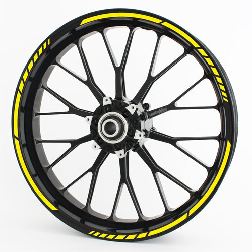Motoking Felgenrandaufkleber GP - SCHWEFELGELB - Komplettset für 15 bis 19