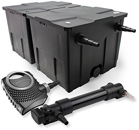 SunSun Kit complet: CBF-350B Filtre de bassin jusqu'à 60000 L Biologique, NEO10000 SuperECO pompe de filtration 10000l/h 80W, CUV-636 lampe uv UVC Clarificateur avec 36W
