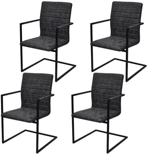 vidaXL Freischwinger 4 STK. Schwarz Kunstleder
