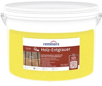 Remmers Detergente antigrigio per legno, 2,5 litri, schiarente e detergente per legno all'esterno, rimuove sporcizia, ruggine, alghe, muschio, senza necessità di carteggiare, biodegradabile