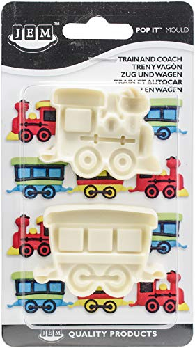 PME 2-Piece Large/Small Pop It Train and Coach Shaped Mould for Cake Decorating, Ivory, 1.6 x 9.1 x 16 cm