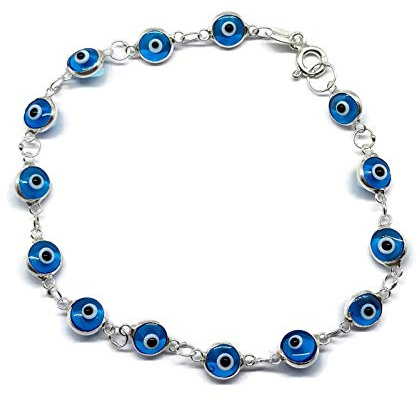 MYSTIC JEWELS by Dalia - Pulsera de Plata Mal de Ojo - 19cm (Multicolor)