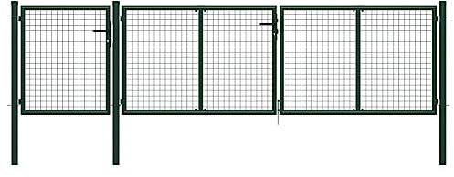vidaXL Garden Gate Galvanised Steel Fence Door Mesh Garden Gate Entrance Fencing Door Mesh Powder-coated Outdoor Swing Gate 400x100cm Green