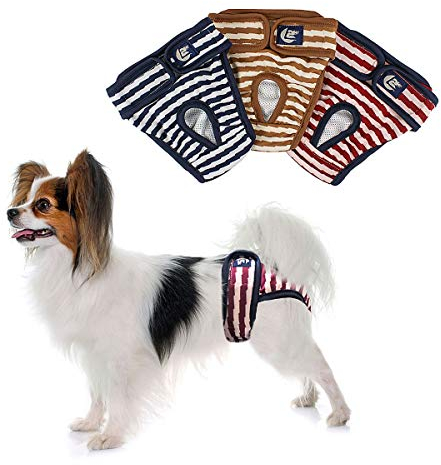 PETLESO Hundewindeln Hunde Schutzhöschen 3 Stück Waschbare Läufigkeitshose für Hündinnen-L