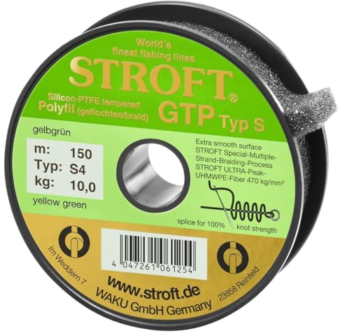 WAKU STROFT GTP S Typ 4 Gelbgrün 150m Geflochtene Angelschnur 10,00 Kg