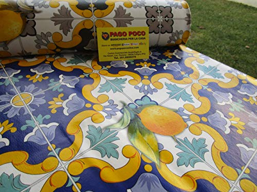 Pago Poco Tovaglia Rettangolare in Plastica 100% Impermeabile Disegno MAIOLICHE In Tutte le Misure.. MADE IN ITALY!!!! (140x240)