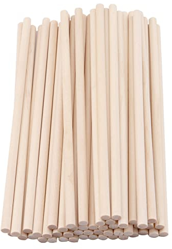 DOITEM 50 Stück unbehandelte Naturholz-Dübelstangen Hartholzstäbchen für Handwerk und Heimwerker (200 mm x 5 mm)