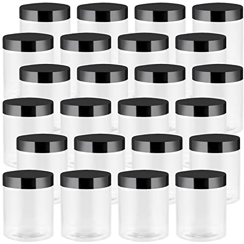 JEUIHAU 24 Pack 250ml/8oz Clear Plastic Jars with Lids, BPA-Free Empty Slime Storage Jars, Wide Mouth Plastic Container for Slime, Spices, Crafts