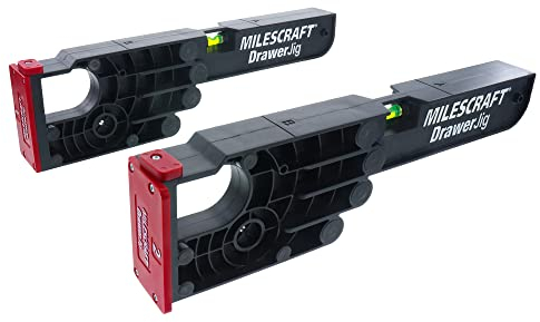 Milescraft 1341 Drawer Jig – Reversible Drawer Slide Jig for Drawer Installation – Easy-Align Tabs, Fences, and Level Position The Jigs for Accurate Support. Non-Marring Rubber to Protect Cabinets