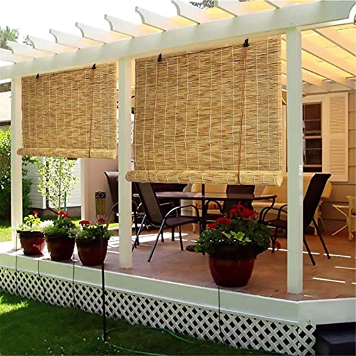 CWYPB Bambus Rollo 80 cm Breit Sonnenschutz Rollo Jalousien Natürlicher Schilfvorhang Atmungsaktives Blackout Wetterfest Bambus Außenrollo Für Terrasse Veranda Garten,3,WxH:80x160cm/32x63 in