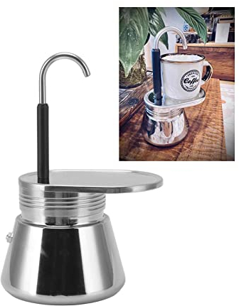 Gugxiom Cafetière Moka en Acier Inoxydable, Mini Percolateur à Café de Camping, Cafetière en Acier Inoxydable de Style Italien Classique, Léger et Résistant, pour Camping en Plein Air