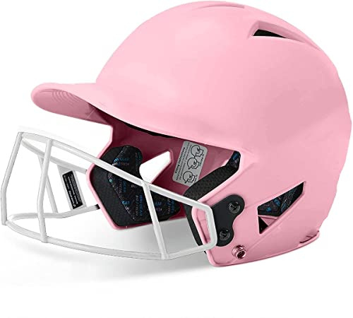 Champro Rise Pro - Casco da softball da bambina, con protezione per il viso, caschi da softball Bio Fresh/DRI-Gear, fodera interna traspirante per bambini, rosa confetto, per adulti