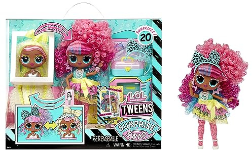 L.O.L. Surprise! Tweens Surprise Swap Series - Curls-2-Crimps Cora - Muñeca de moda con más de 20 sorpresas que incluyen cabeza para peinar, prendas de moda y accesorios - Para 4+ años
