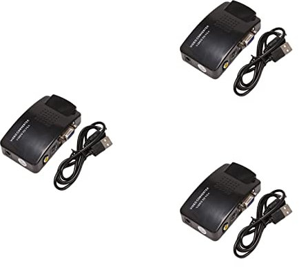 Cusstally 3 x AV to VGA Converter RCA VGA PC RCA Composite S-Video AV Input to PC VGA LCD
